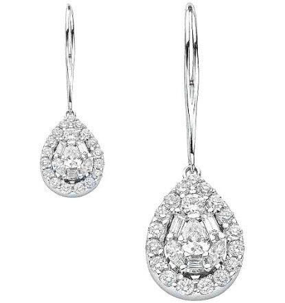 1.70 Carat Diamond Pear Drop Earrings G/Si  - Pobjoy Diamonds