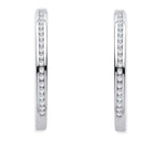 9K White Gold & 0.27 CTW Channel Set Diamond Hoop Earrings - Pobjoy Diamonds