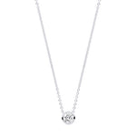 18K White Gold Rubover Set Diamond Pendant & Neck Chain 0.25 Carat G/Si - Pobjoy Diamonds