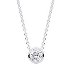 18K White Gold Rubover Set Diamond Pendant & Neck Chain 0.25 Carat G/Si - Pobjoy Diamonds