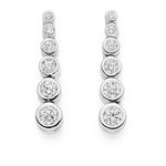 950 Palladium Six Point 1.00 CTW Diamond Drop Earrings G-H/Si-Pobjoy Diamonds