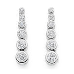 950 Palladium Six Point 1.00 CTW Diamond Drop Earrings G-H/Si-Pobjoy Diamonds