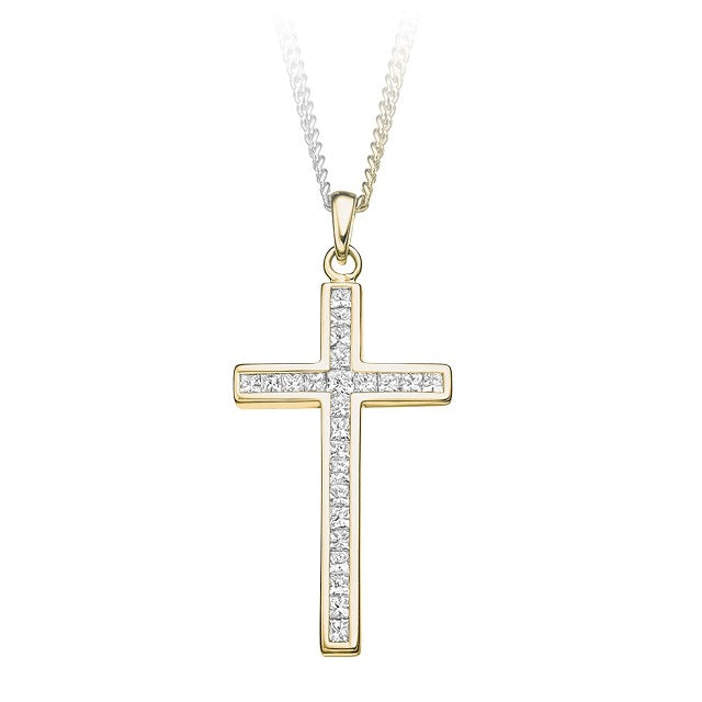 18K Yellow Gold 0.40 CTW Diamond Cross Pendant - Pobjoy Diamonds