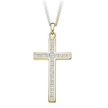 18K Yellow Gold 0.40 CTW Diamond Cross Pendant - Pobjoy Diamonds