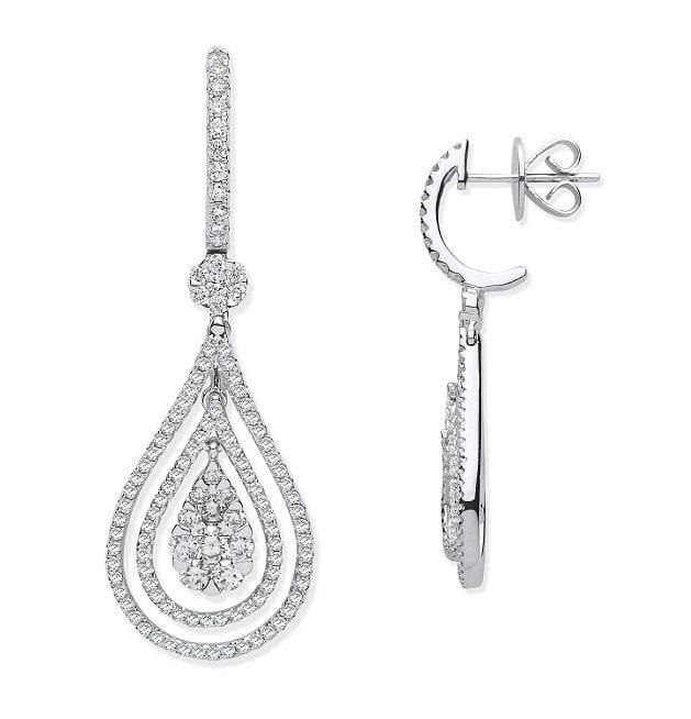 18K Gold 1.18 CTW Diamond Pear Drop Earrings G-H/Si - Pobjoy Diamonds