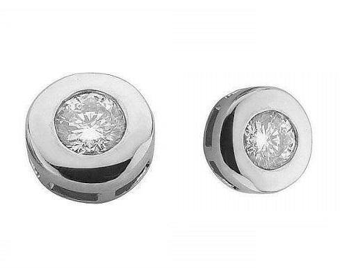 9K White Gold Rubover Set Diamond Stud Earrings