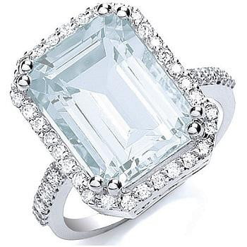 18K White Gold Aquamarine Ring - Pobjoy Diamonds