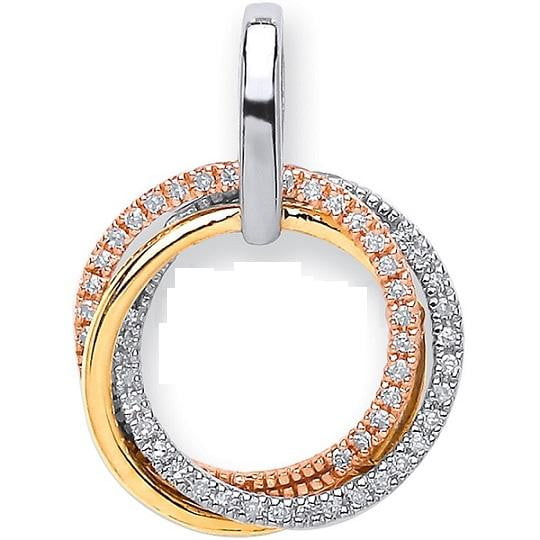 9K Three Colour Gold & Diamond Pendant From Pobjoy Diamonds