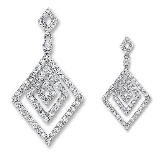 18K Gold 0.50 Carat Triangular Diamond Drop Earrings G-H/Si - Pobjoy Diamonds