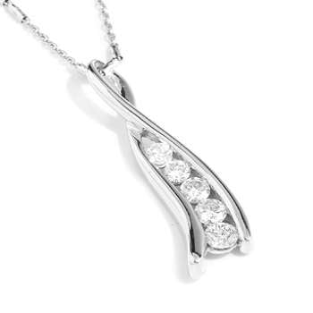 18K White Gold Graduated Diamond Drop Pendant 0.50 CTW - Pobjoy Diamonds