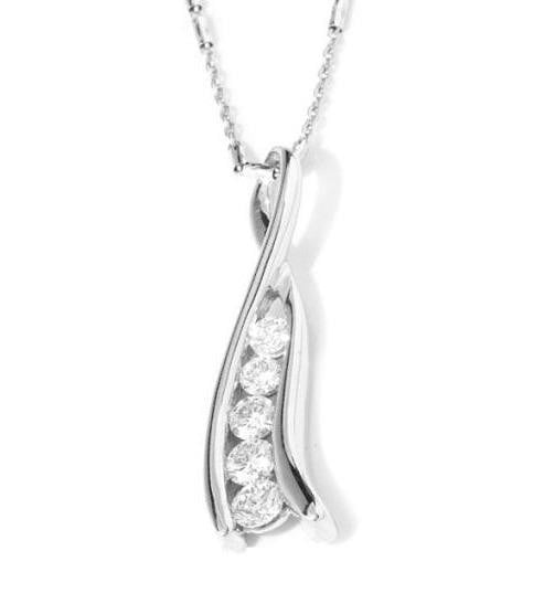 18K White Gold Graduated Diamond Drop Pendant 0.50 CTW - Pobjoy Diamonds