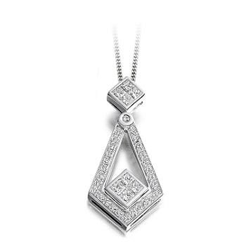 Round & Princess Cut 0.52 CTW Diamond Drop Pendant G-H/Si