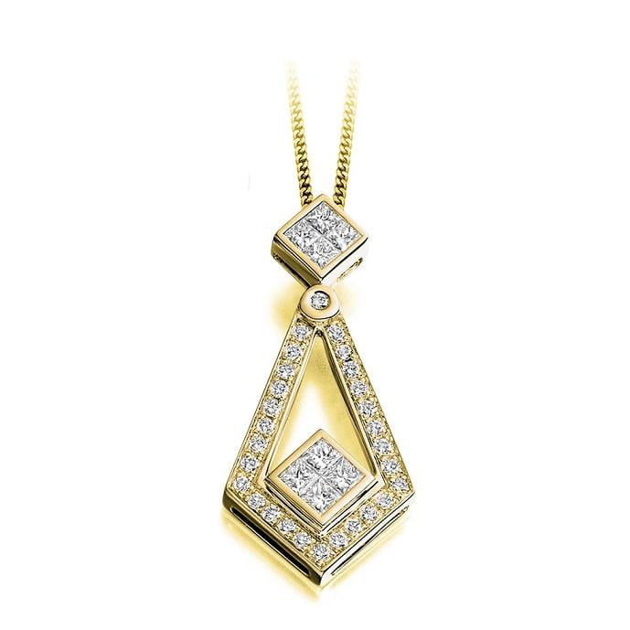 Round & Princess Cut 0.52 CTW Diamond Drop Pendant G-H/Si