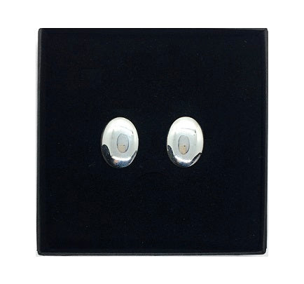 Sterling Silver Domed Oval Bar Cufflinks - Pobjoy Diamonds