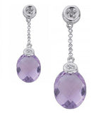 9K White Gold Diamond & Amethyst Drop Earrings - Pobjoy Diamonds