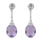 9K White Gold Diamond & Amethyst Drop Earrings - Pobjoy Diamonds