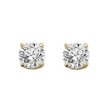 Yellow Gold Round Brilliant Cut Diamond Claw Earring Settings 0.60 TO 1.00 Carat - Pobjoy Diamonds