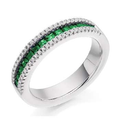 18K Gold Emerald & Diamond Half Eternity Ring 0.80 CTW - Pobjoy Diamonds