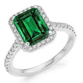 950 Platinum Emerald Cut Emerald & Diamond Halo Ring 2.25 CTW - Pobjoy Diamonds