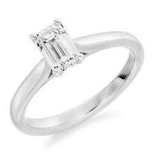 Load image into Gallery viewer, 9K Gold 0.75 Carat Emerald Cut Solitaire Lab Grown Diamond Engagement Ring - F/VS1 - Pobjoy Diamonds