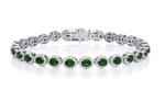 18K Gold 5.50 Carat Oval Emerald & Diamond Tennis Bracelet - Pobjoy Diamonds