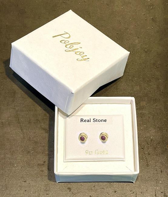 9K Yellow Gold & Ruby Small Stud Earrings - Pobjoy Diamonds