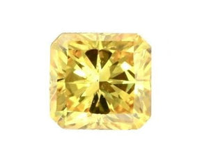 18K Gold Cushion Cut Fancy Intense Yellow Radiant Cut Lab Grown Diamond Ring 1.25 Carat - Pobjoy Diamonds