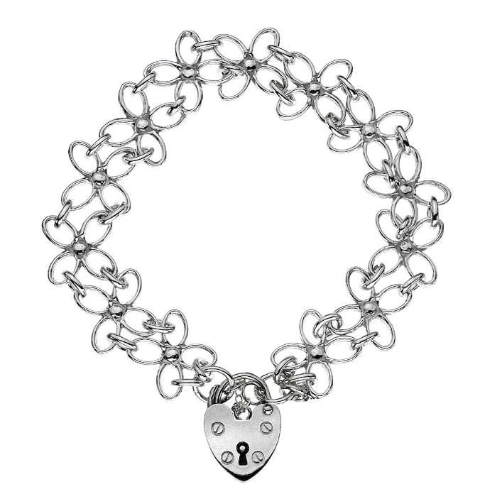 Sterling Silver Papillon Padlock Charm Bracelet - Pobjoy Diamonds