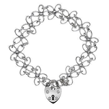 Sterling Silver Papillon Padlock Charm Bracelet - Pobjoy Diamonds