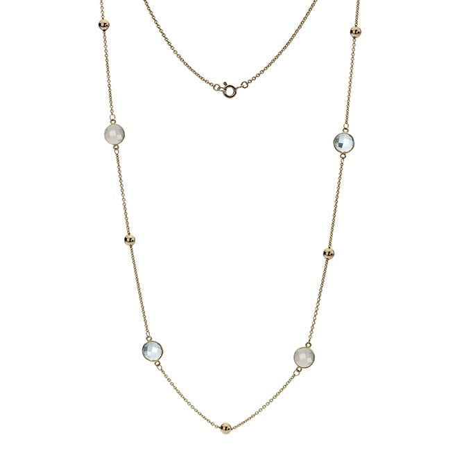 9K Yellow Gold Chalcedony Moonstone & Topaz Ladies Necklace - Pobjoy Diamonds