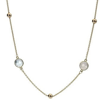 9K Yellow Gold Chalcedony Moonstone & Topaz Ladies Necklace - Pobjoy Diamonds