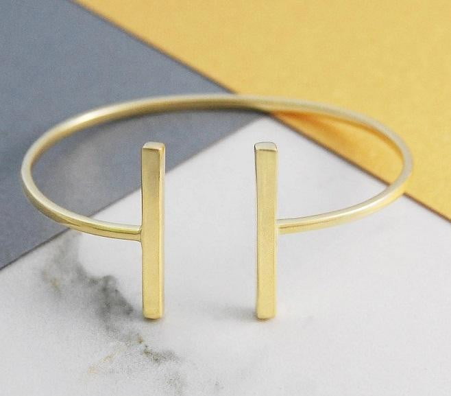 Handmade Gold Plated On SIlver Bar Bracelet