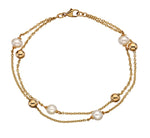 9K Yellow Gold Sphere & Pearl Ladies Bracelet - Pobjoy Diamonds