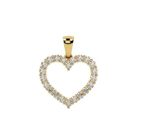 9K Yellow Gold 0.25 Carat Diamond Heart Pendant Necklace