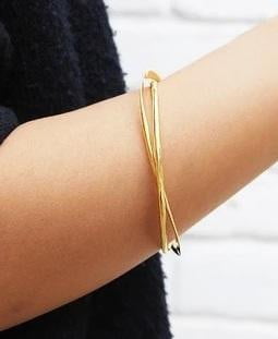 Handmade 18K Gold Plate On Silver Interlocking Bangle