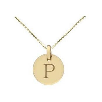 9K Yellow Gold Initial Circular Pendant & Neck Chain - Letters A-Z - Pobjoy Diamonds