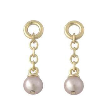 9K Yellow Gold & Pink Pearl Ladies Drop Earrings - Pobjoy Diamonds