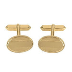 9K Yellow Gold Oval Striped Bar Cufflinks - Pobjoy Diamonds