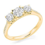 18K Yellow Gold 1.19 CTW Diamond Trilogy Ring G/Si - Pobjoy Diamonds