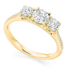 Load image into Gallery viewer, 18K Gold 1.90 Carat Lab Diamond Trilogy Ring F/VS1- Pobjoy Diamonds