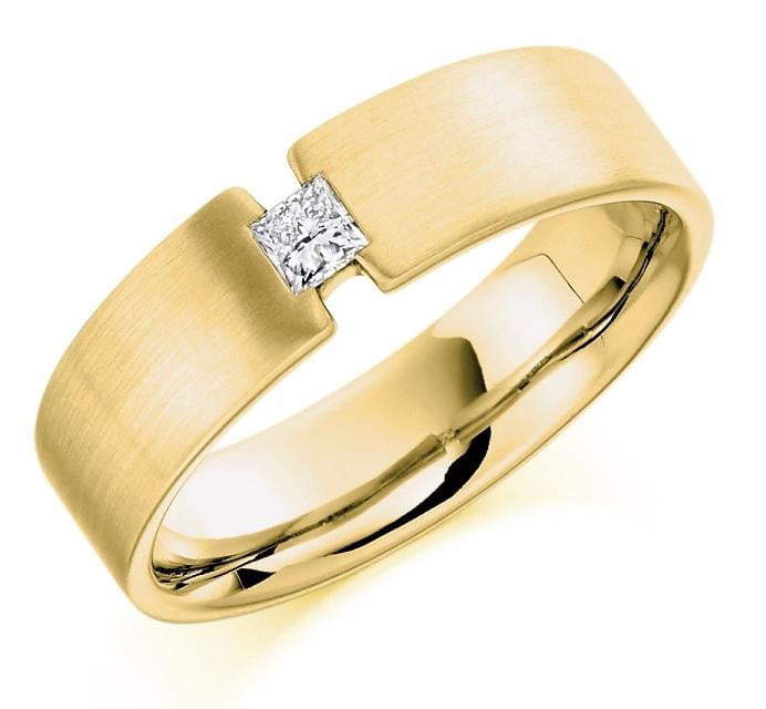 Gents Tension Set Diamond Ring In 18K Gold F-G/VS - Pobjoy Diamonds