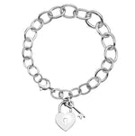 Sterling Silver Graduated Large Link Padlock Charm Bracelet - Pobjoy Diamonds