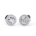 18K Gold Diamond Halo Stud Earrings 0.40 Carat 