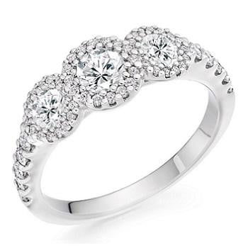 950 Platinum 1.10 CTW Diamond Trilogy Ring D-E/VS