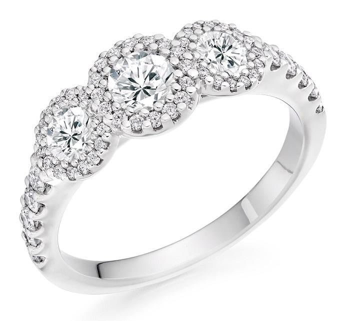 950 Platinum 1.10 CTW Diamond Trilogy Ring F-G/VS