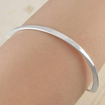 Handmade Sterling Silver Hammered Ladies Bangle Pobjoy