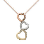 9K Three Tone Gold Diamond Heart Pendant - Pobjoy Diamonds