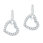 9K White Gold Diamond Set Heart Drop Earrings 0.50 CTW - Pobjoy Diamonds