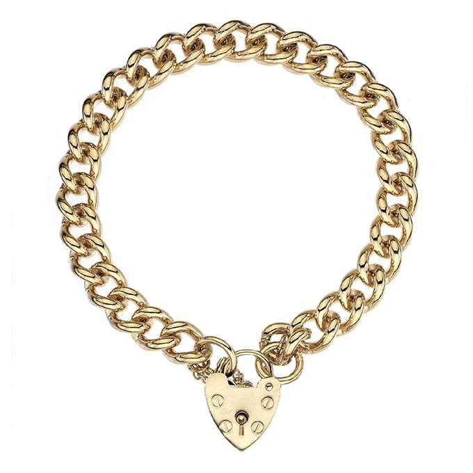 9K Yellow Ladies Gold Heavy Curb Padlock Bracelet - Pobjoy Diamonds