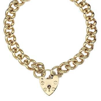 9K Yellow Ladies Gold Heavy Curb Padlock Bracelet - Pobjoy Diamonds